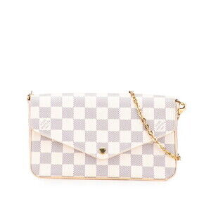 Louis Vuitton Damier Azur White Pochette Felicie Chain Shoulder Bag